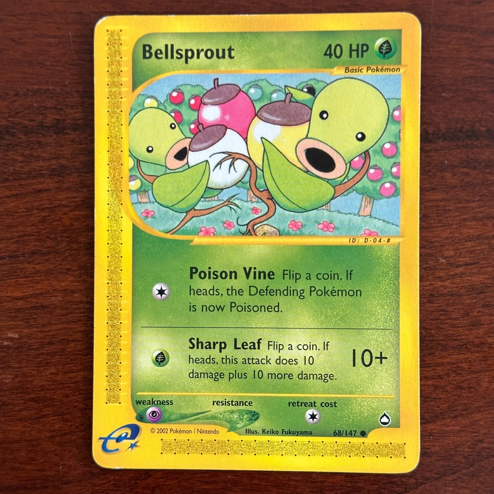 Bellsprout 68/147 Common Aquapolis Pokemon Card