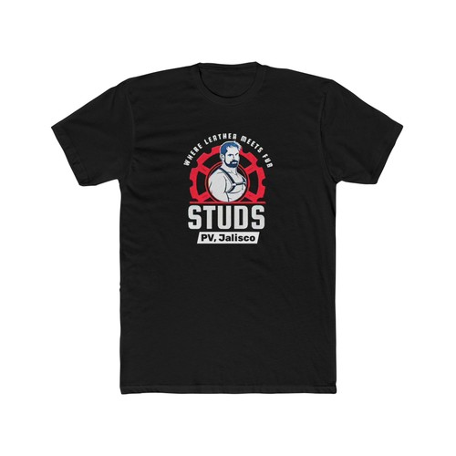 STUDS leather men's gay bar Puerto Vallarta Mexico Cotton Crew Tee Sexy Fun - Picture 5 of 19