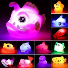 12 Pcs Light-Up Bath Toys LED Floating Ocean Animals for Kids Toddlers