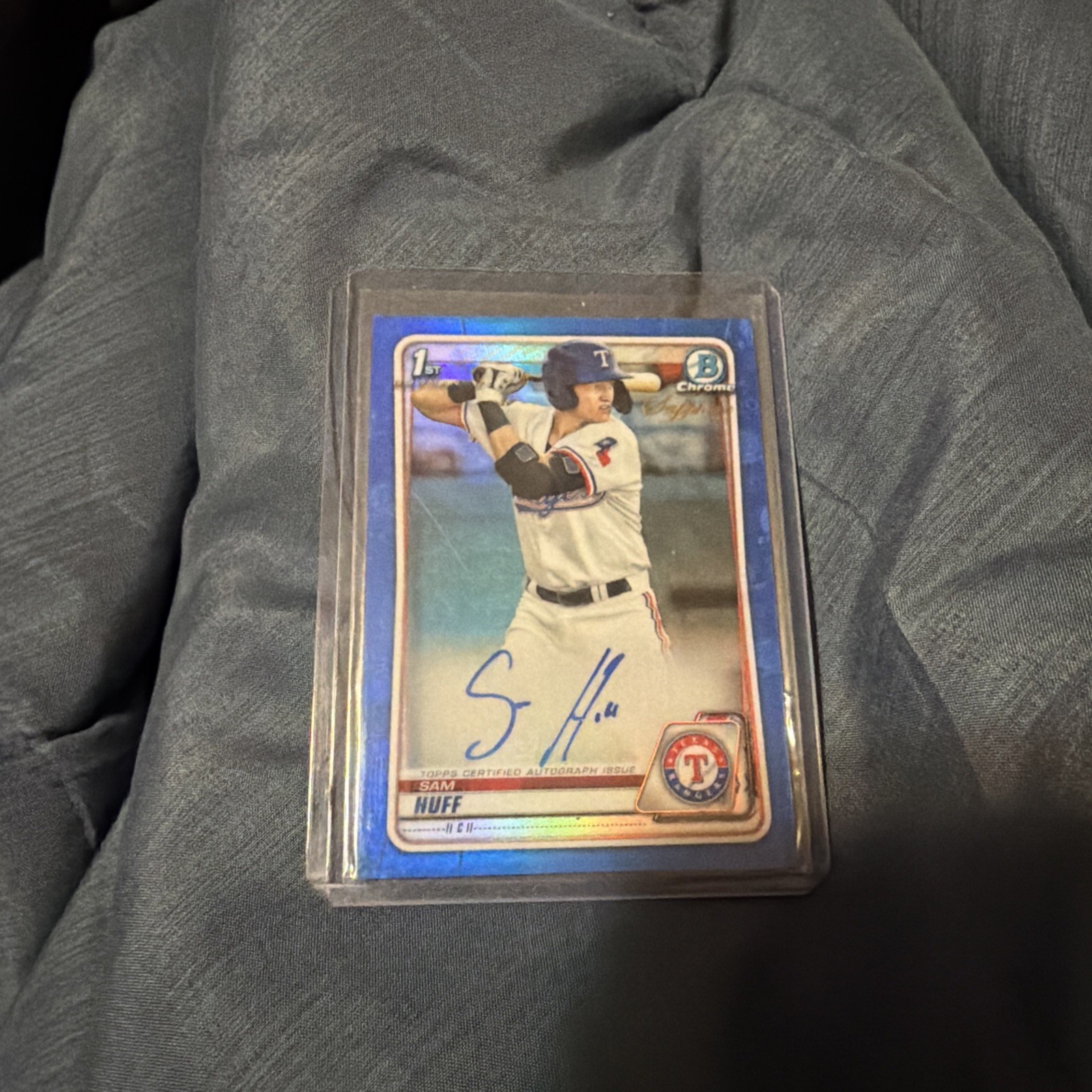 SAM HUFF 2020 BOWMAN CHROME #CPA-SH 1ST PROSPECT AUTO SAPPHIRE REFRACTOR