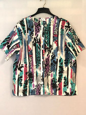 Donnkenny Vintage Button Down Printed Shirt Womens 40/20W Short Sleeve USA Made
