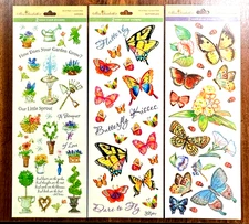 VTG Garden Butterfly Stickers Scrapbooking Card Making Miss Elizabeth's 2 sided