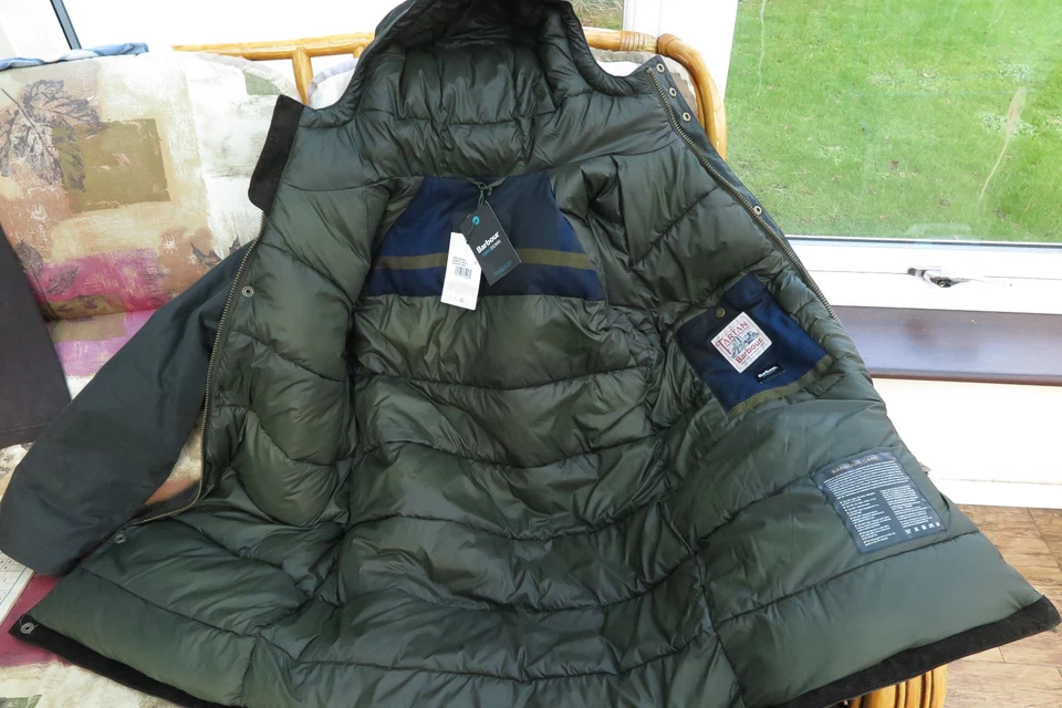 BARBOUR Hooded Beaufort Fibre Down Wax Jacket.  Olive, Small,  BNWT - Image 3 of 4