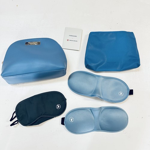 Turkish Airlines Ferragamo Business Class Amenity Bag Blue 5 Pc. New - Picture 1 of 8