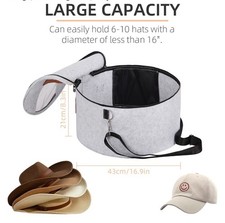 Round Hat Storage Box, Portable Felt Travel Hat Boxes