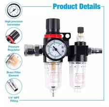 Air Compressor Oil Lubricator Water Separator Trap Filter Regulator Gauge Kit UK