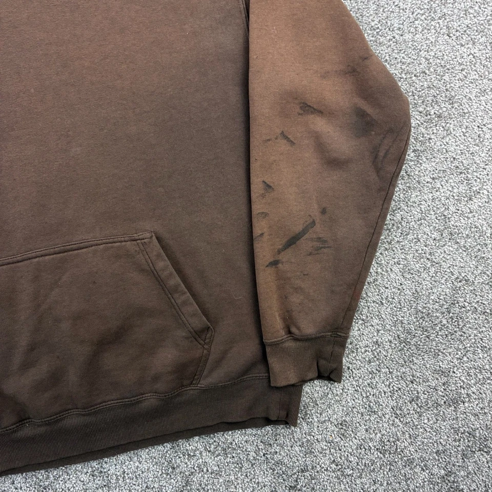 Schmidt Blank Hoodie Mens Large Brown Oversized Faded Sweatshirt Pullover Work - Image 3 of 4