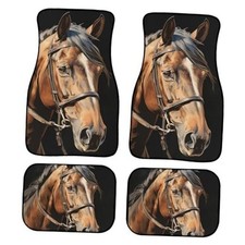 Car Floor Mats For Women Men Auto Front Rear Floor Mat Horse Black