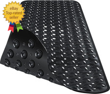 Extra Long Black Bathtub Mat Non Slip Soft Bath Mat Tub 40 X 16 Inch Full Size