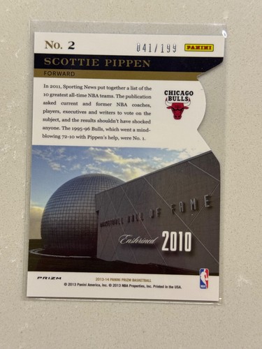 2013-14 Prizm Scottie Pippen Hall Monitors Light Blue Die Cut Prizm #2  /199 - Picture 2 of 2
