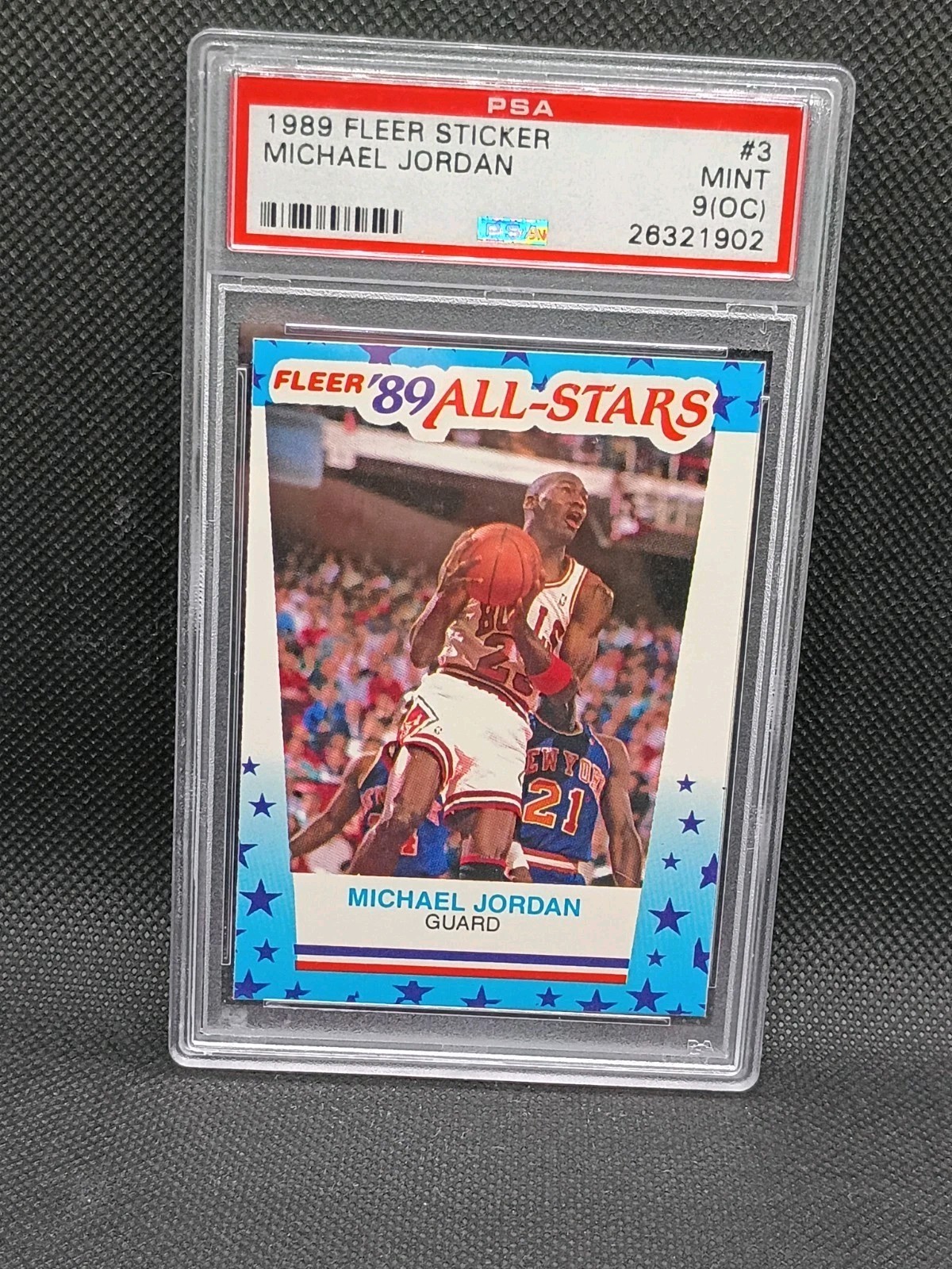 1989-90 Fleer All-Stars Stickers Michael Jordan #3 PSA 9 Mint Chicago Bulls NBA