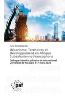 Urbanisme, Territoires Et DéVeloppement En Afrique Subsaharienne Francophone Cyr