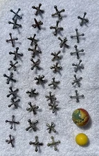 36 Vintage Metal Jacks Jax Game Set with 2 Rubber Balls Classic Retro