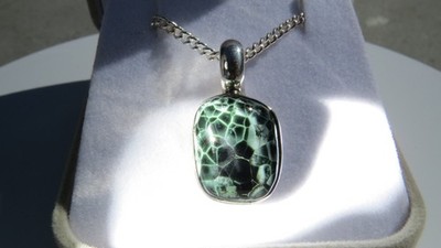 935 Silver Isle Royale Greenstone Pendant - Chlorastrolite Large greenstone