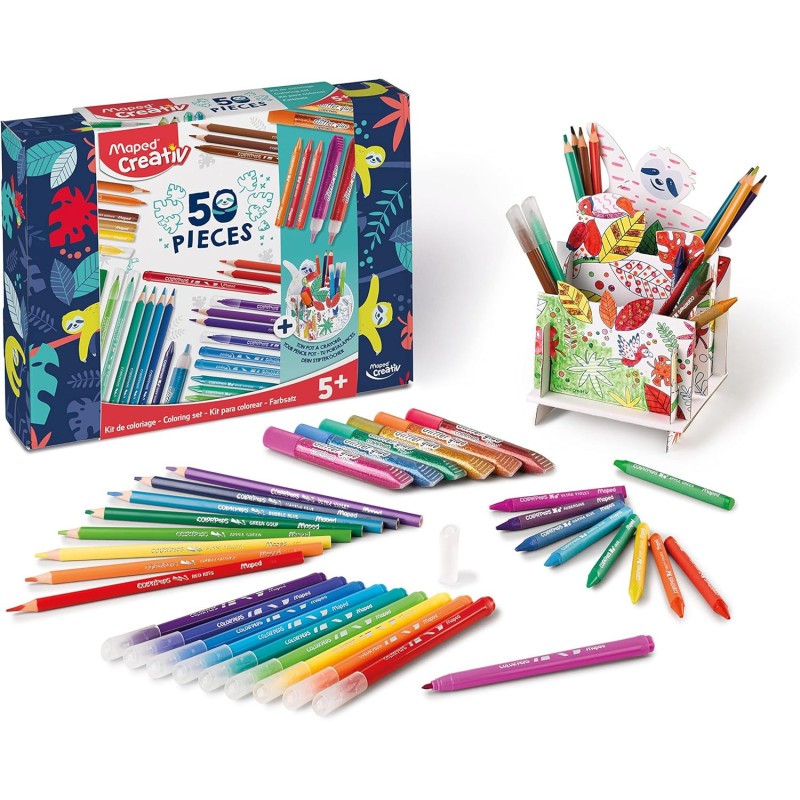 Feutres et crayons Maped enfant kit de coloriage 50 pièces matériel dessin lavable