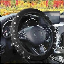 Bling Car Steering Wheel Cover Cute Rhinestone Bow Anti Slip Vehi Color Gray