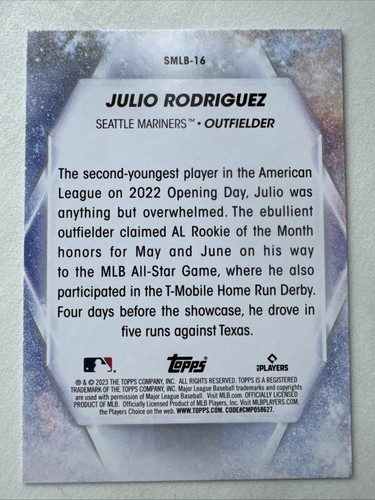 ⭐🦄 2023 Topps Serie 1 Estrellas de MLB #SMLB‐16 Julio Rodríguez – Seattle Mariners - Imagen 2 de 2
