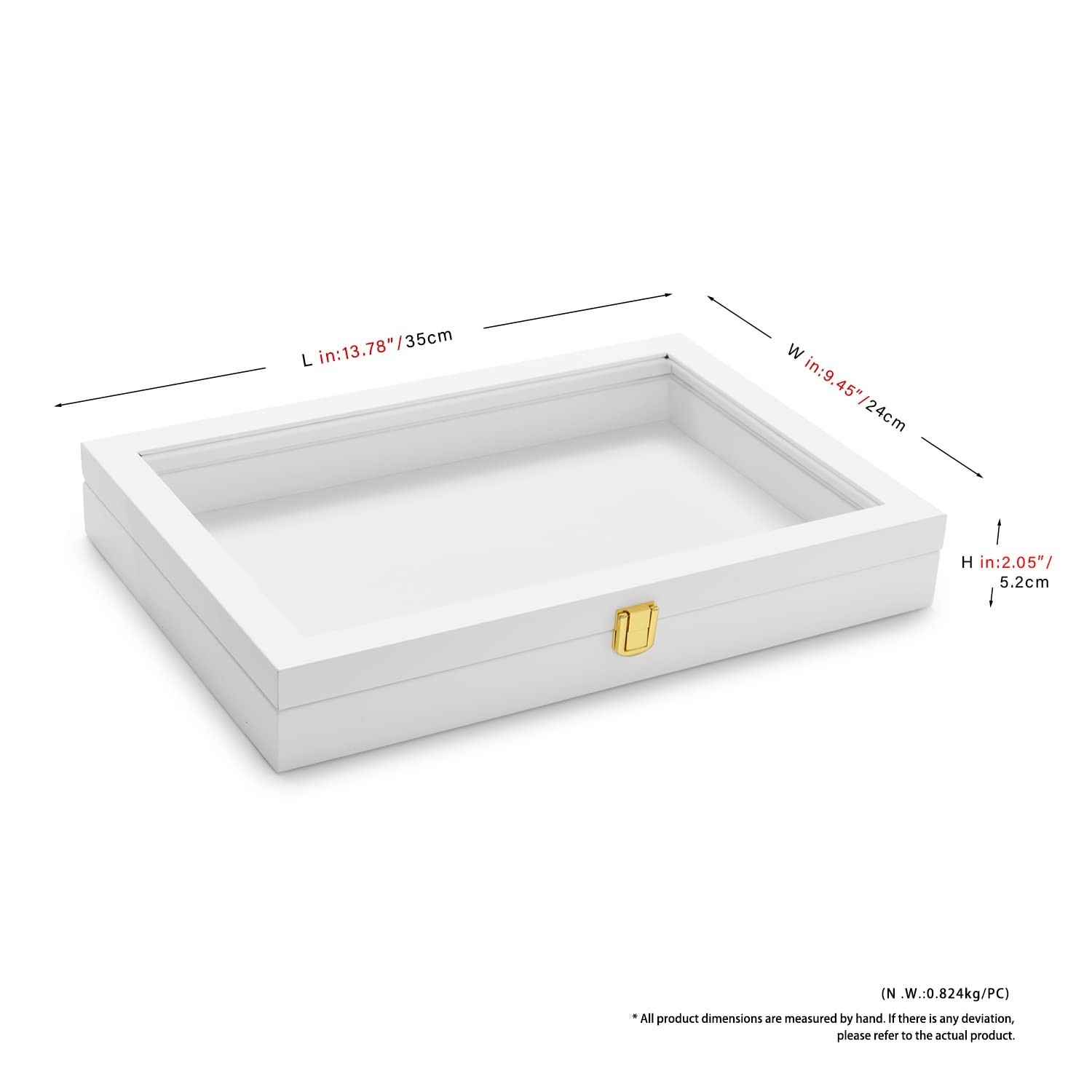 Oirlv White Jewelry Organizer Tray with Acrylic Lid Premium Leather Jewelry B...