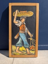 Vintage c1960s Retro MCM Mexican European Studio Art Pottery Ceramic Tile Signed