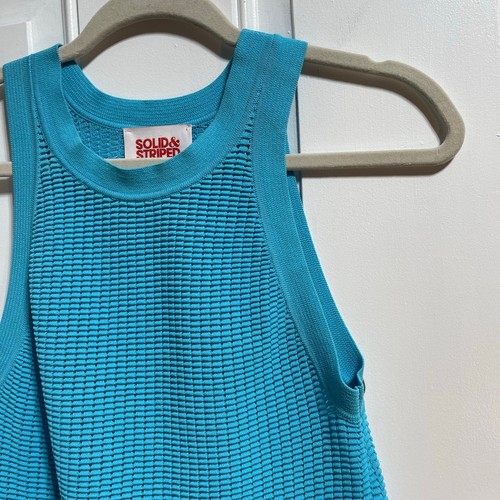 Solid & Striped Blue Mesh Swim Coverup Dress Bodycon Women's SZ Small - Picture 4 of 7
