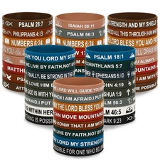 64pcs Bible Verse Rubber Bracelets Bulk Inspirational Christian Rubber Silico...