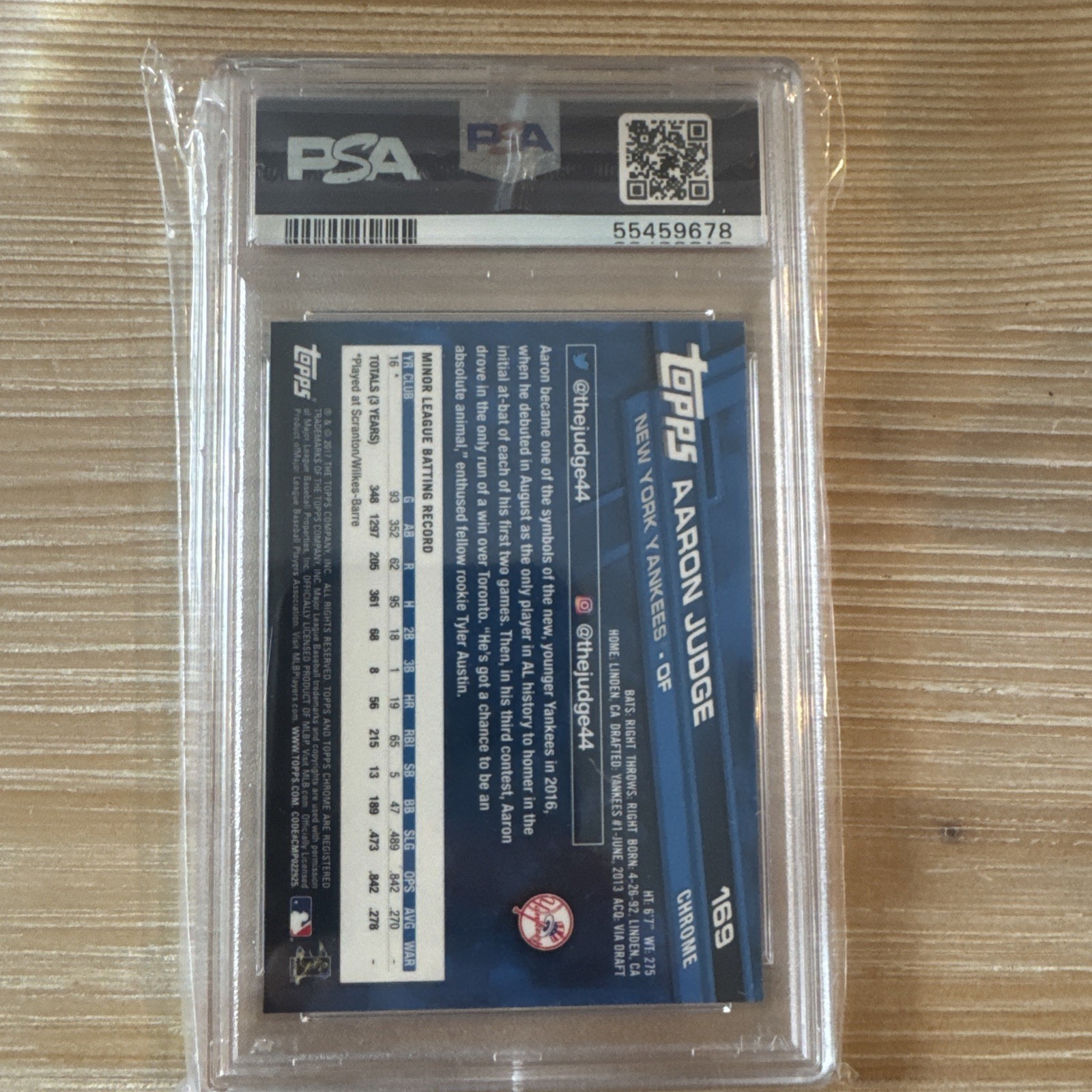 2017 Topps Chrome 169 Aaron Judge Rookie RC PSA 10 GEM MINT ! view 5