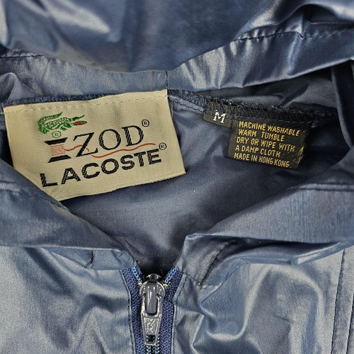Vintage Izod Lacoste Windbreaker Mens Medium Blue Hooded Anorak 90s Gorpcore - Picture 2 of 7