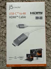 New/Sealed J5 Create USB-C to 4K HDMI Cable Display Port in White