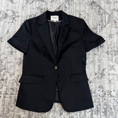 Koton Womens Black Short Sleeve Blazer  Size 4-6 Single Button Tailored Jacket