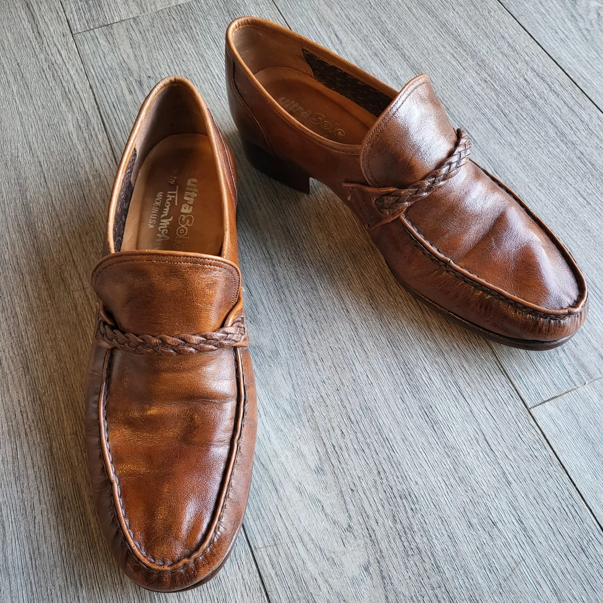 VINTAGE THOM McAN PEARSON WOVEN TOE KILTIE TASSEL SLIP ON LOAFERS Size 8.5 C - 80s/90s Kiltie Loafer With Braided Laces by  main image 2