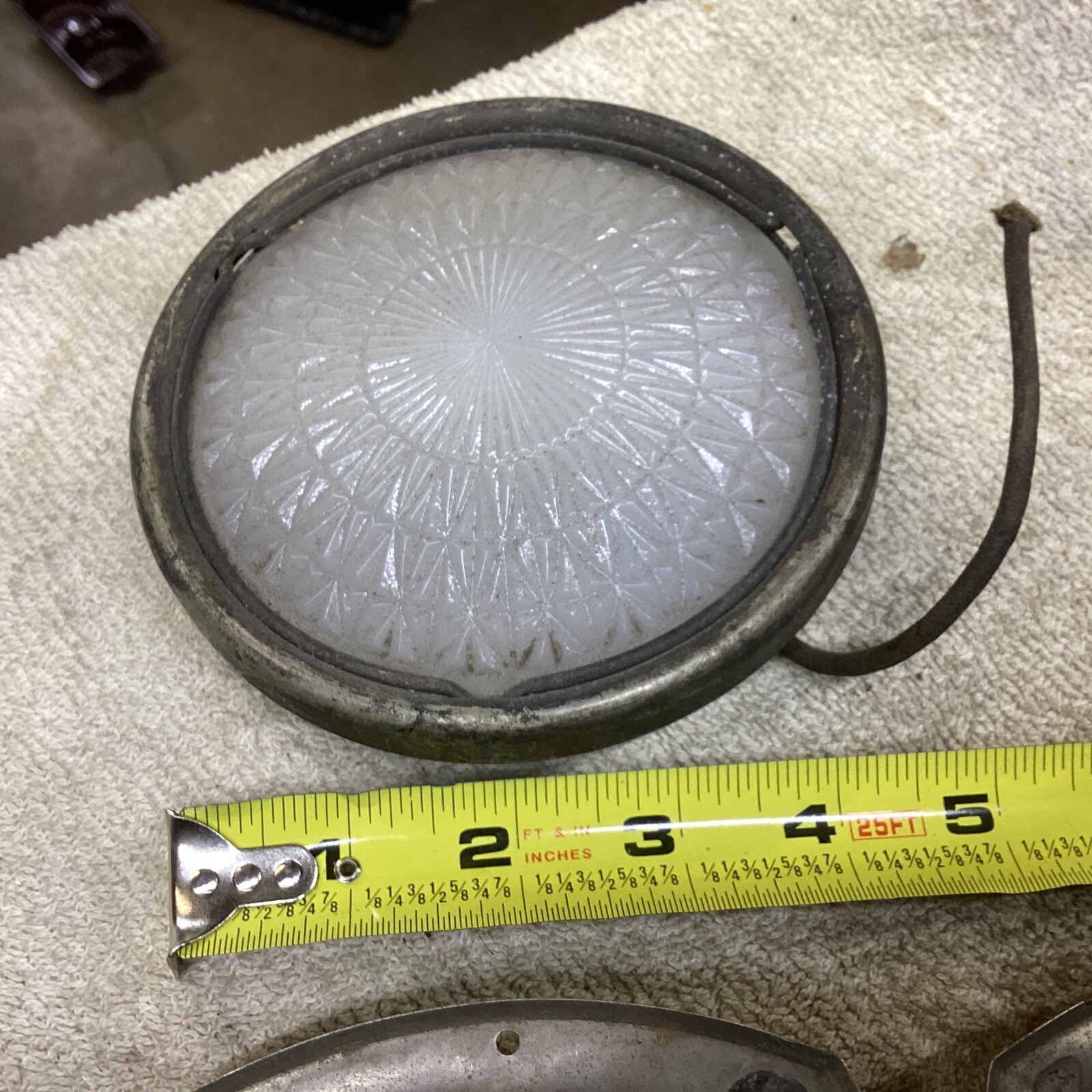 Lot Of Four Vintage Glass Dome Light Assemblies And Housingss Cut Milk Glass eBay