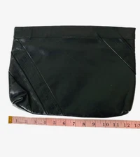 Vintage Strawbridge & Clothier Leather Clutch Purse Black Made in Italy Rare VTG