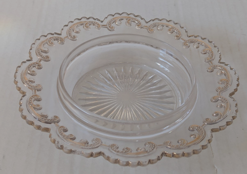 1905 EAPG Glass Domed Butter Dish/Ruby Red Floral w/Gold Trim - Picture 10 of 12