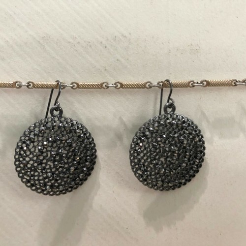 Vintage Lot of 10 Pairs of Pierced Earrings Dangle Hoop Silvertone Crystal T6 - Picture 5 of 11