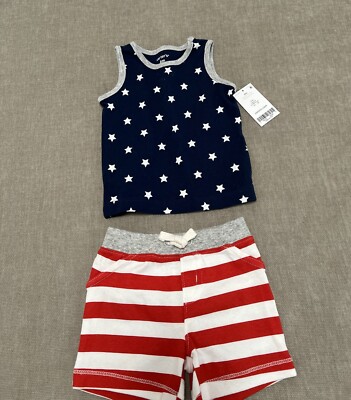 Carter s Baby Short Set 6M American Flag July 4 Patriotic Stars & Stripes U.S.A.