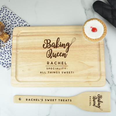 Personalisiertes Backkönigin Set Servieren Kuchenbrett Kuchenständer Backen Rührlöffel