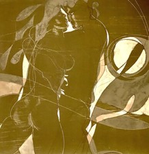 Hans Erni- Le Couple-lithographie Originale en couleurs, Pleine Page