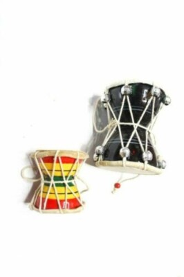 #ad #ad PAIR OF DAMRU MUSICAL INSTRUMENT FOLK PERCUSSION MUSICAL INSTRUMENT 34#x27;#x27; GIFT $27.50