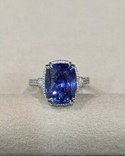 2.20Ct Cushion Cut Simulated Sapphire Women's Halo Ring 14K White Gold Plated