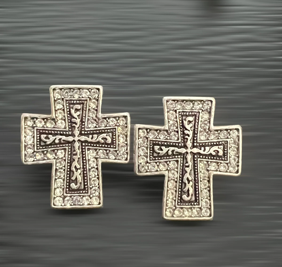 Brighton Cross Post Earrings Crystals Rhinestones Unsigned eBay