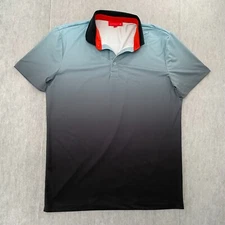 Redvanly Shirt Adult Small Black Blue Ombre Polo Performance Golf Logo Mens S