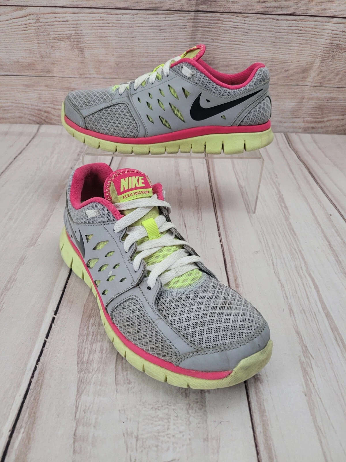Scarpa Nike Flex 2013 Run donna taglia 9 rosa giallo grigio 580440 015