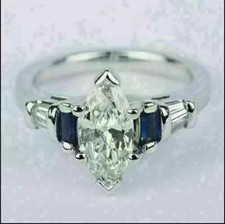 3Ct Lab Created Marquise Diamond Engagement Wedding Ring 14K White Gold Plated