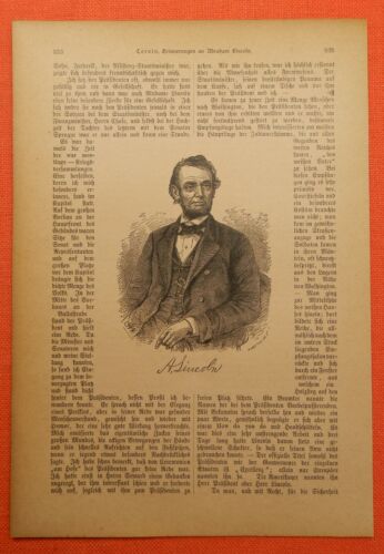 Gravure sur bois Abraham Lincoln 1885 impression portrait - Photo 1 sur 1