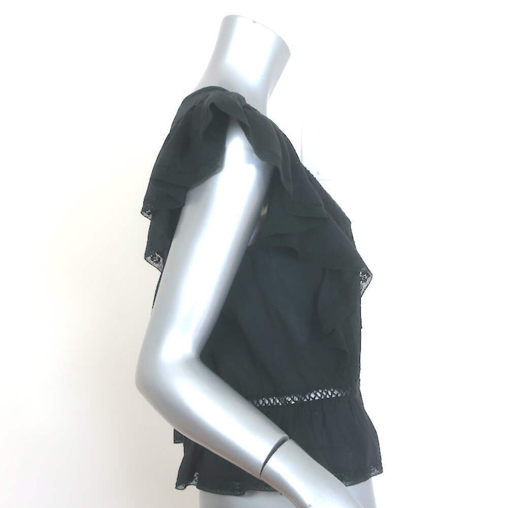 LoveShackFancy Ruffled Open-Back Top Black Embroi… - image 3