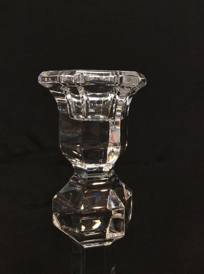 一对Val St Lambert Gardenia高烛台透明MCM艺术玻璃烛台 — 第 4/4 张图片