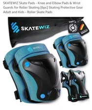SKATEWIZ Skate Pads - Knee and Elbow Pads & Wrist Guards for Roller Skating...