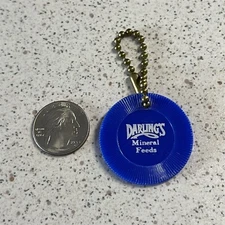 Darling's Mineral Feeds Darling Ingredients Blue Poker Chip Keychain Key Ring