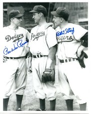 PEE WEE REESE EDDIE STANKY BROOKLYN DODGERS AUTOGRAPHED 8 X 10 PHOTO 