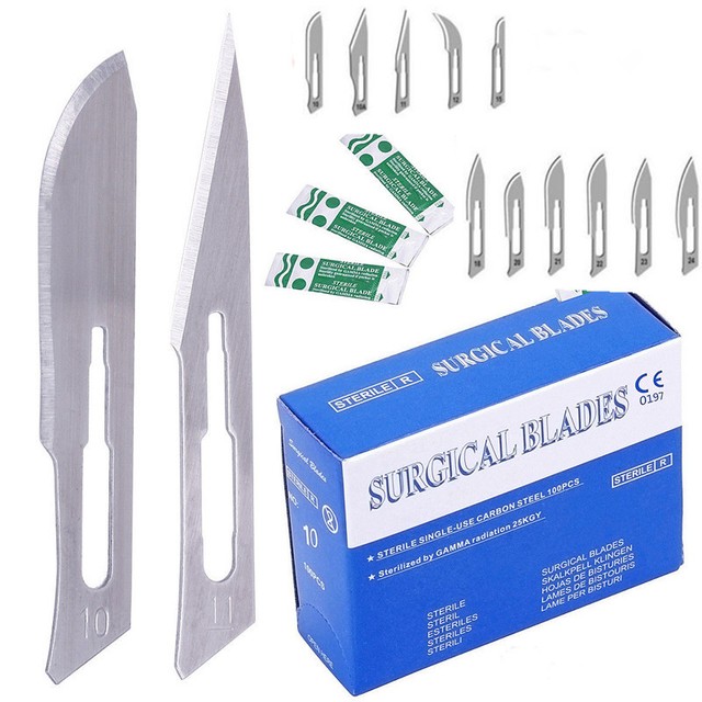 100 Dental Instrument Surgical Scalpel Sterilized Blades Carbon Steel+